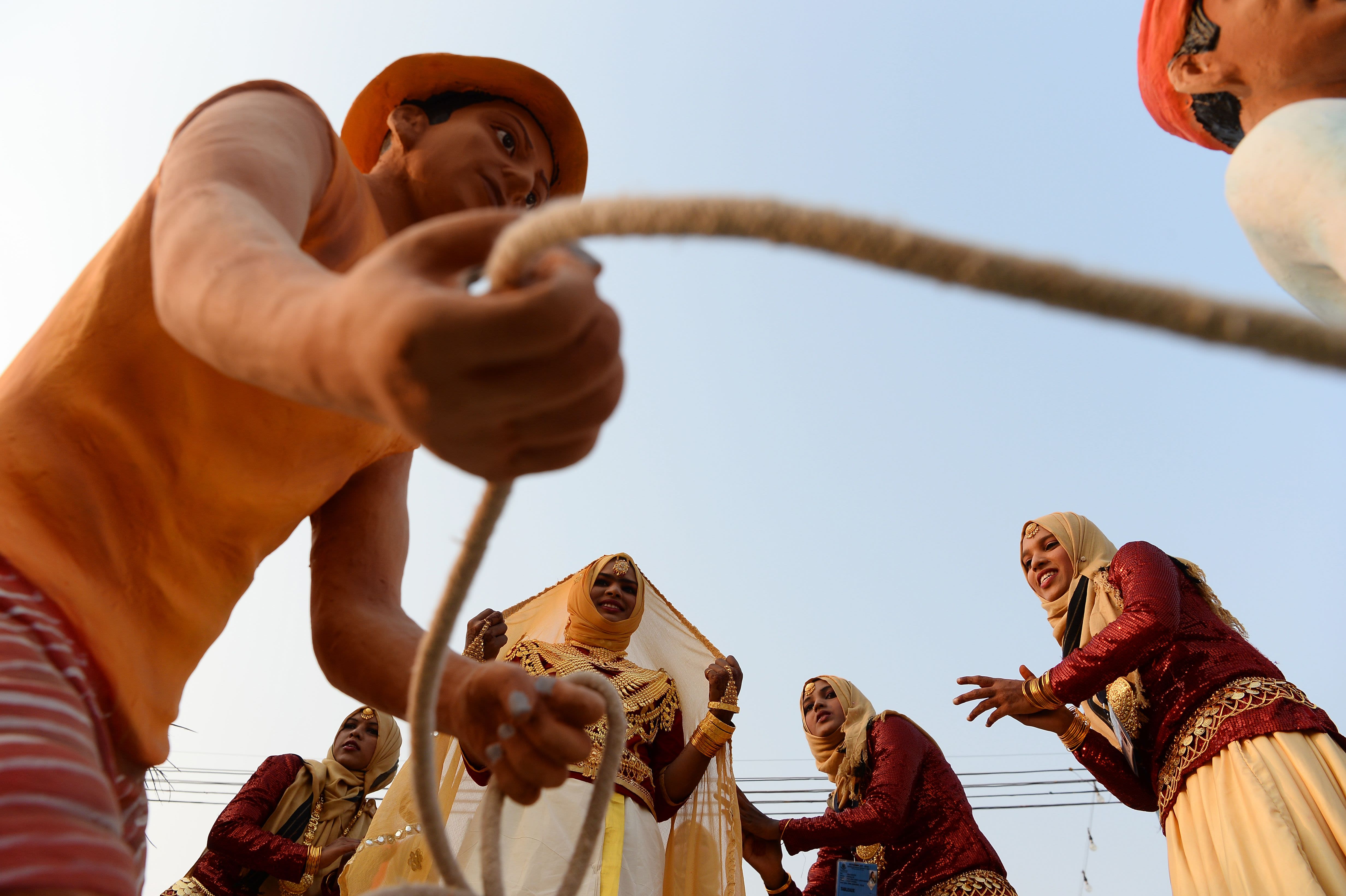 Artists from Lakshadweep perform during a press preview of floats participating in the forthcoming Republic Day parade in New Delhi on January 22, 2018. (SAJJAD HUSSAIN/AFP via Getty Images) Artists from Lakshadweep perform during a press preview of floats participating in the forthcoming Republic Day parade in New Delhi on January 22, 2018. (SAJJAD HUSSAIN/AFP via Getty Images)