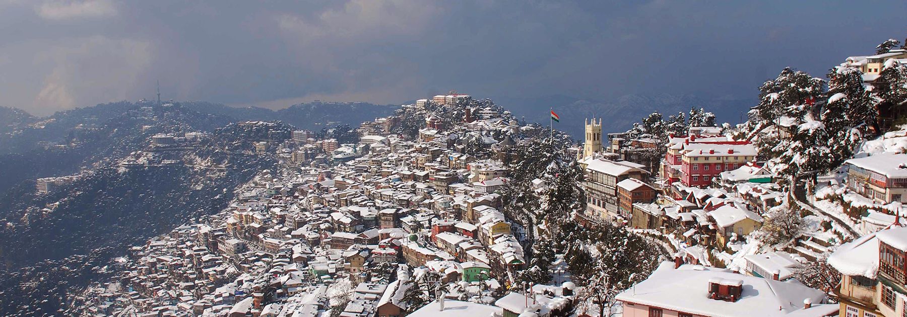 Snow lies on rooftops in Shimla, after heavy winter showers. (STR/AFP/Getty Images) Snow lies on rooftops in Shimla, after heavy winter showers. (STR/AFP/Getty Images)