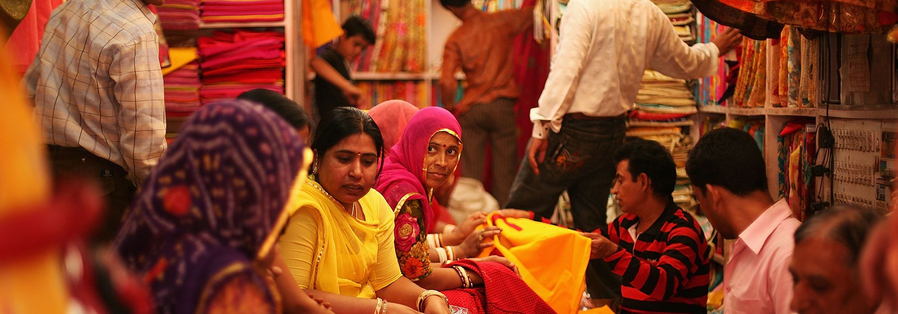 A material shop in the local markets in the walled city center of Jaipur. (Mark Kolbe/Getty Images) A material shop in the local markets in the walled city center of Jaipur. (Mark Kolbe/Getty Images)