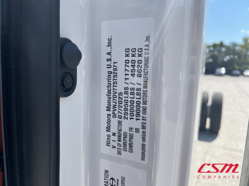 VIN tag for this 2026 Hino L6 (Stock number: T5T52971)