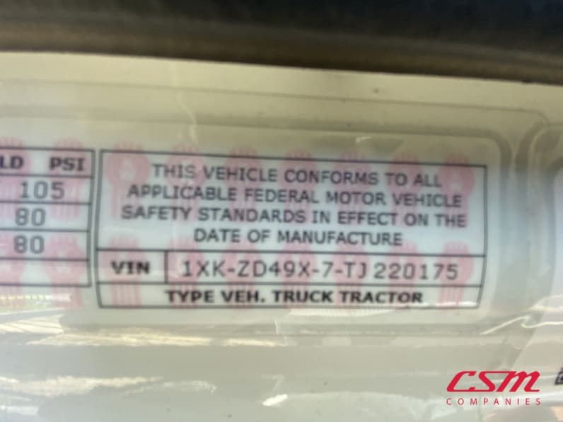 VIN tag for this 2026 Kenworth T880 (Stock number: TJ220175)