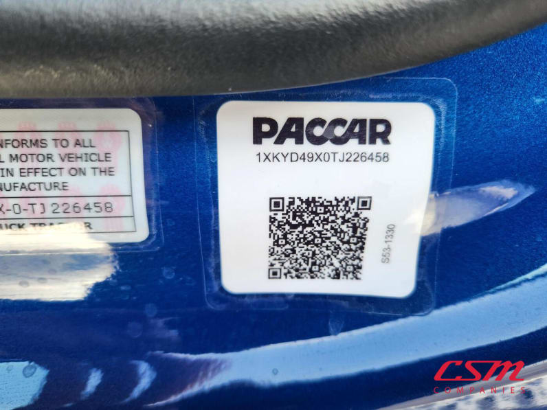 VIN tag for this 2026 Kenworth T680 (Stock number: TJ226458)