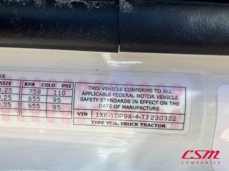 VIN tag for this 2026 Kenworth T680 Short Hood (Stock number: TJ230322)Weeee