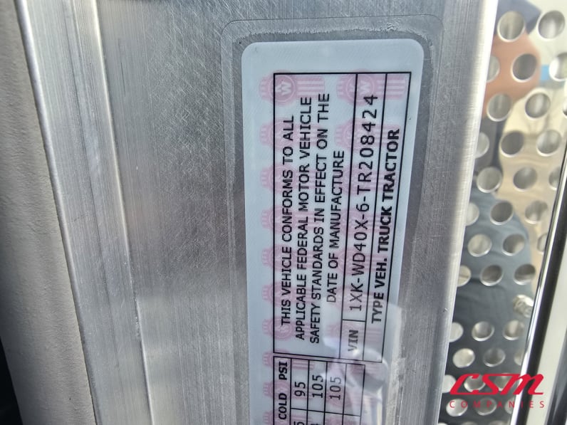 VIN tag for this 2025 Kenworth W900B (Stock number: TR208424)