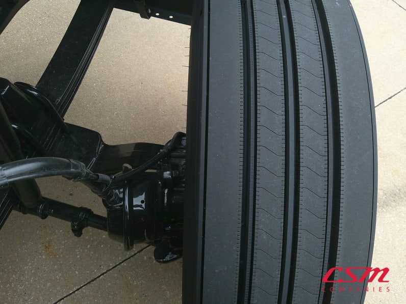Driver side front tire tread for this 2026 Kenworth W900L (Stock number: TR218362)