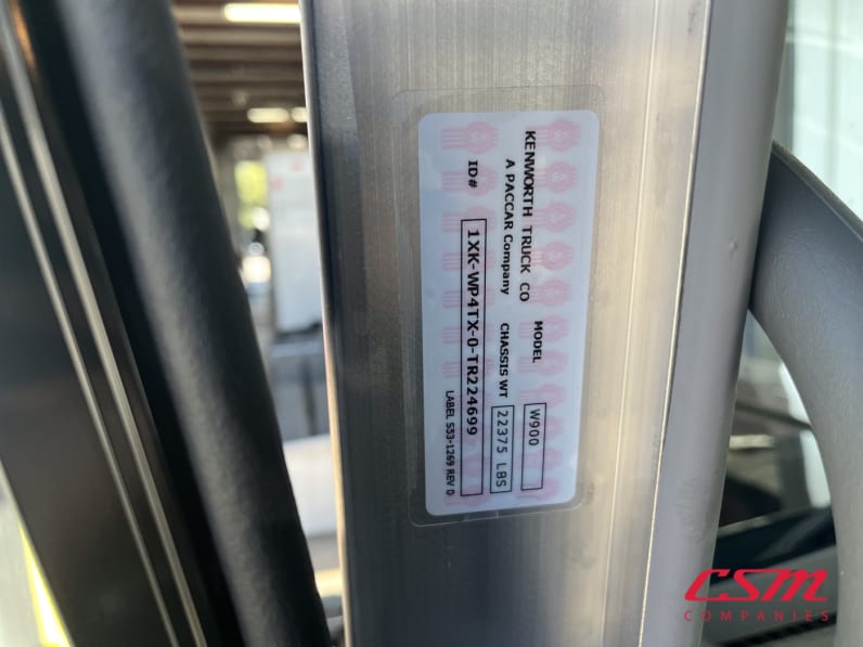 VIN tag for this 2026 Kenworth W900L (Stock number: TR224699)