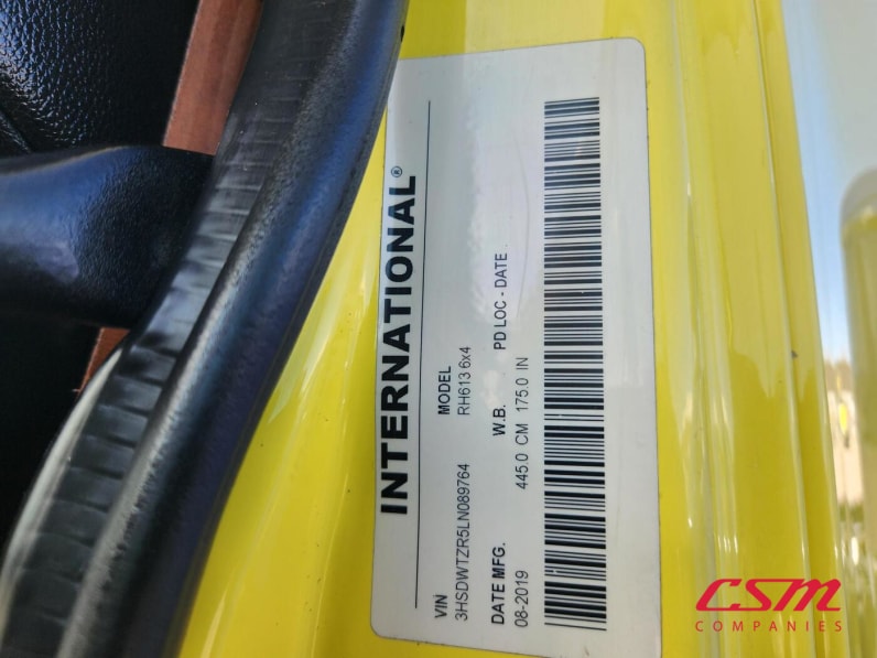 VIN tag for this 2020 International RH Series (Stock number: ULN089764)Weeee