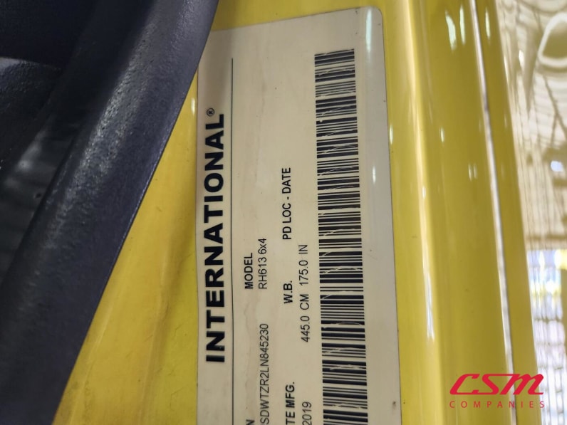 VIN tag for this 2020 International RH Series (Stock number: ULN845230)Weeee