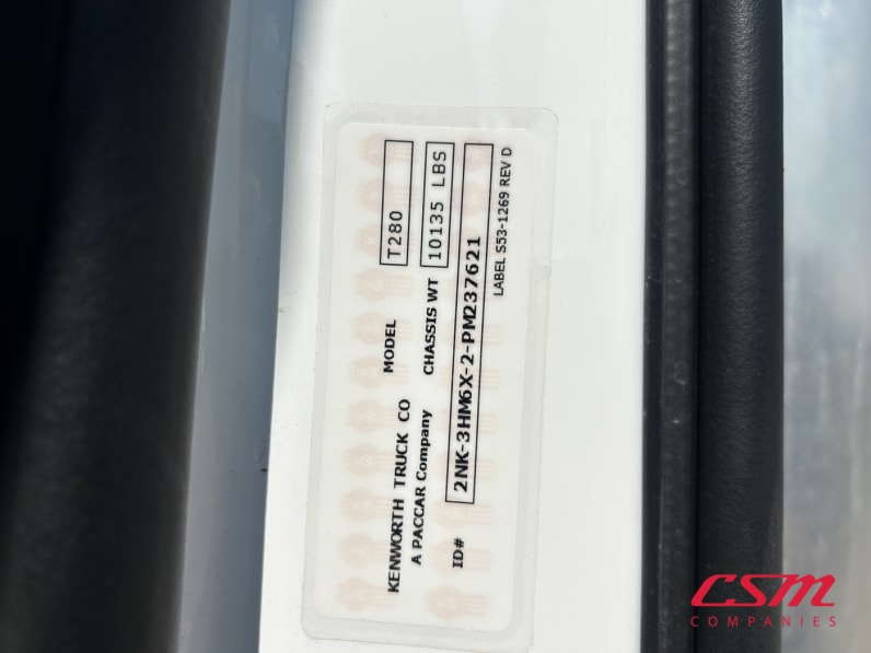 VIN tag for this 2023 Kenworth T280 (Stock number: UPM237621)Weeee