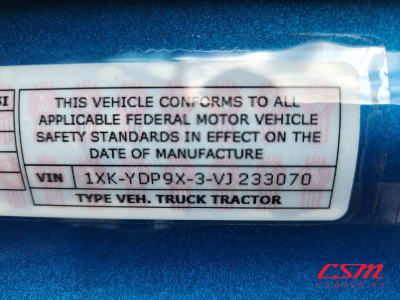 VIN tag for this 2027 Kenworth T680 (Stock number: VJ233070)Weeee
