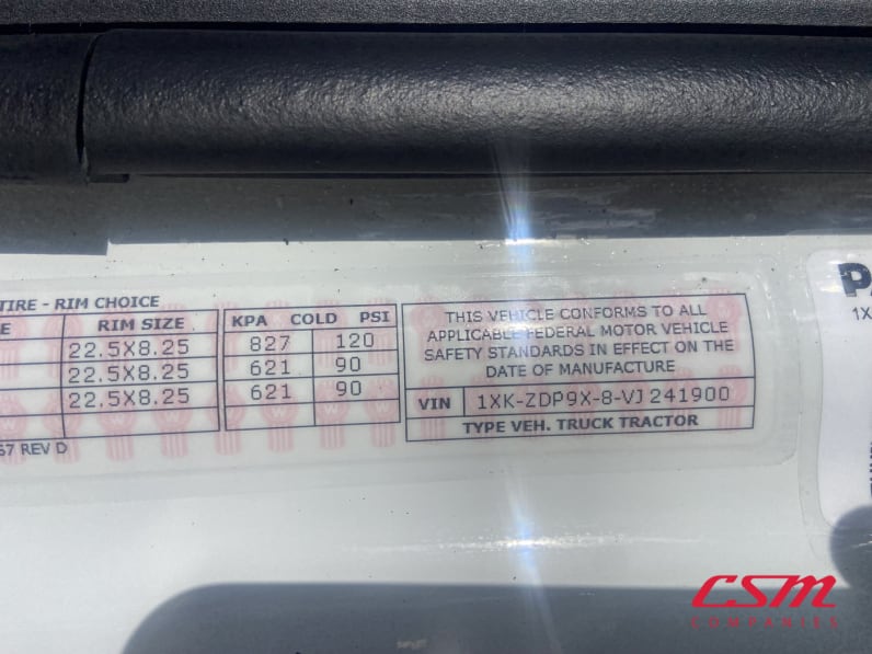 VIN tag for this 2027 Kenworth T880 (Stock number: VJ241900)Weeee