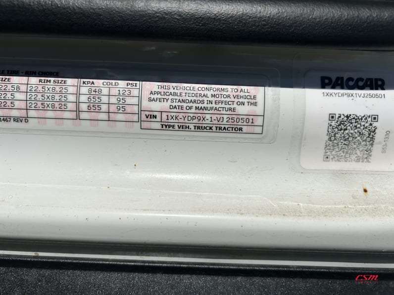 VIN tag for this 2027 Kenworth T680 Short Hood (Stock number: VJ250501)Weeee