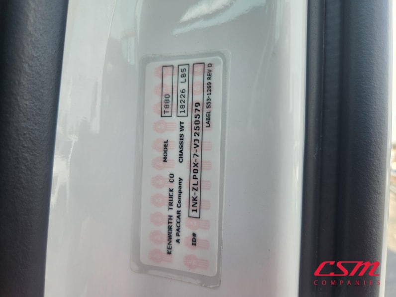 VIN tag for this 2027 Kenworth T880 (Stock number: VJ250579)Weeee
