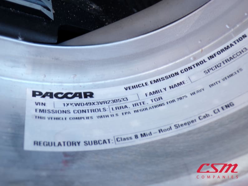 VIN tag for this 2027 Kenworth W900L (Stock number: VR230533)Weeee