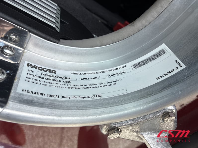 VIN tag for this 2027 Kenworth W900B (Stock number: VR250441)Weeee