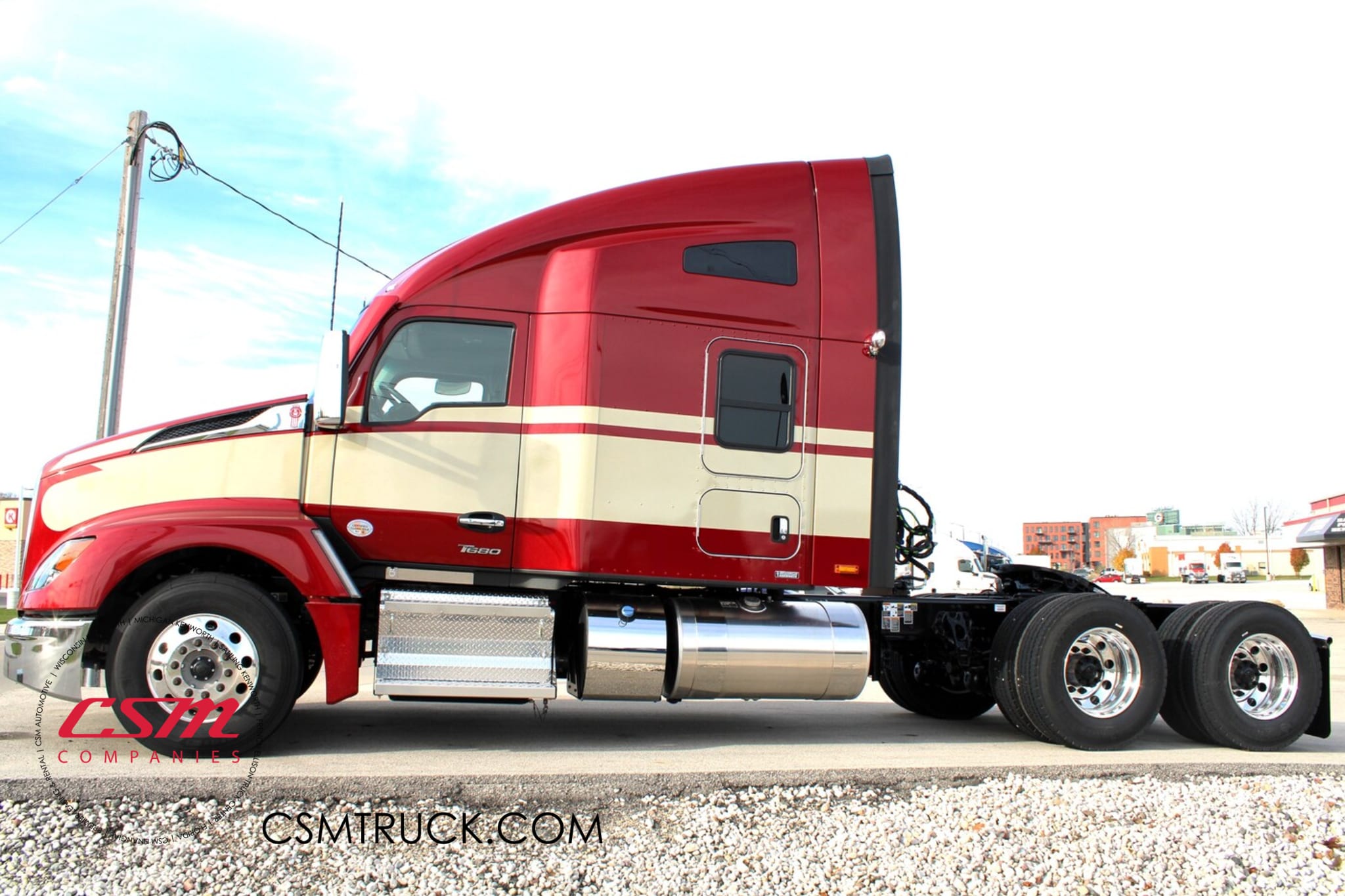 Exterior full driver side for this 2024 Kenworth T680 (Stock number: RJ357798)