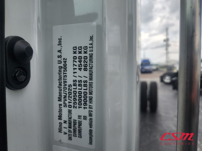 VIN tag for this 2025 Hino L6 (Stock number: T5T50042)