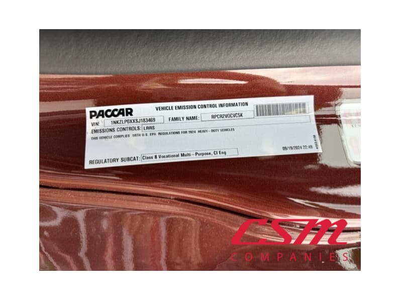 VIN tag for this 2025 Kenworth T880 (Stock number: SJ183469)