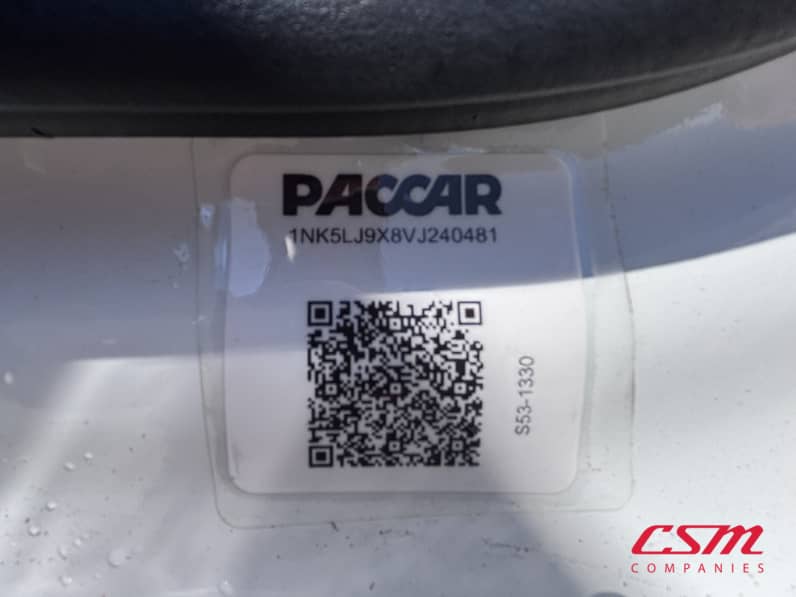 VIN tag for this 2027 Kenworth T480 (Stock number: VJ240481)