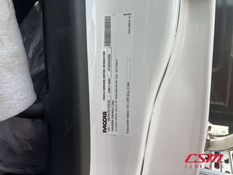 VIN tag for this 2026 Kenworth T880 (Stock number: TJ229155)