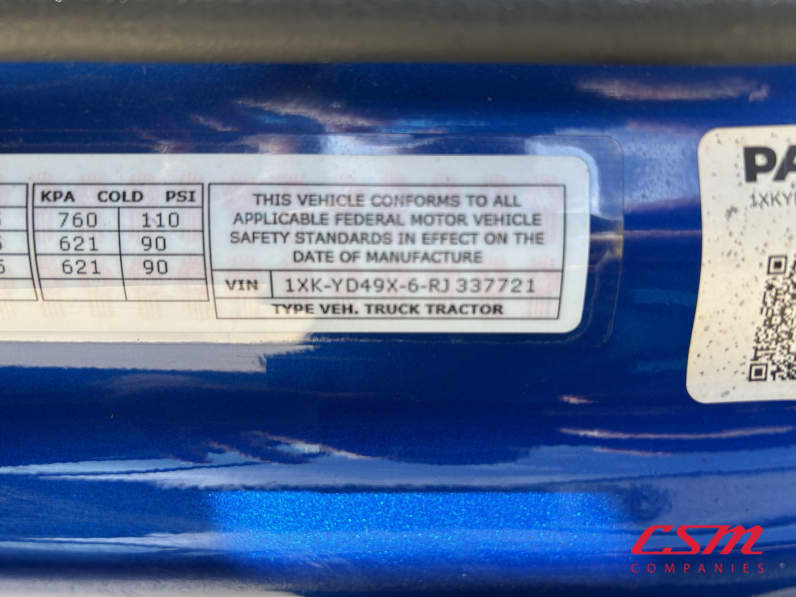 VIN tag for this 2024 Kenworth T680 (Stock number: URJ337721)