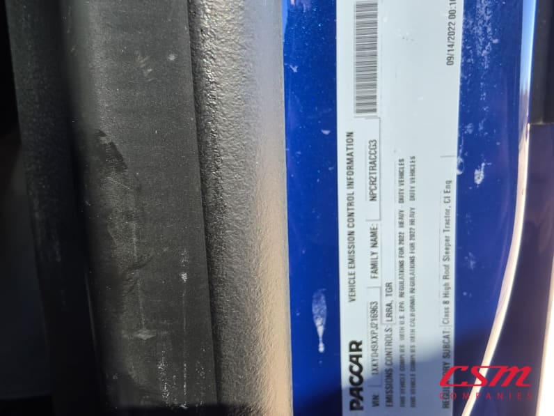 VIN tag for this 2023 Kenworth T680 (Stock number: UPJ216963)