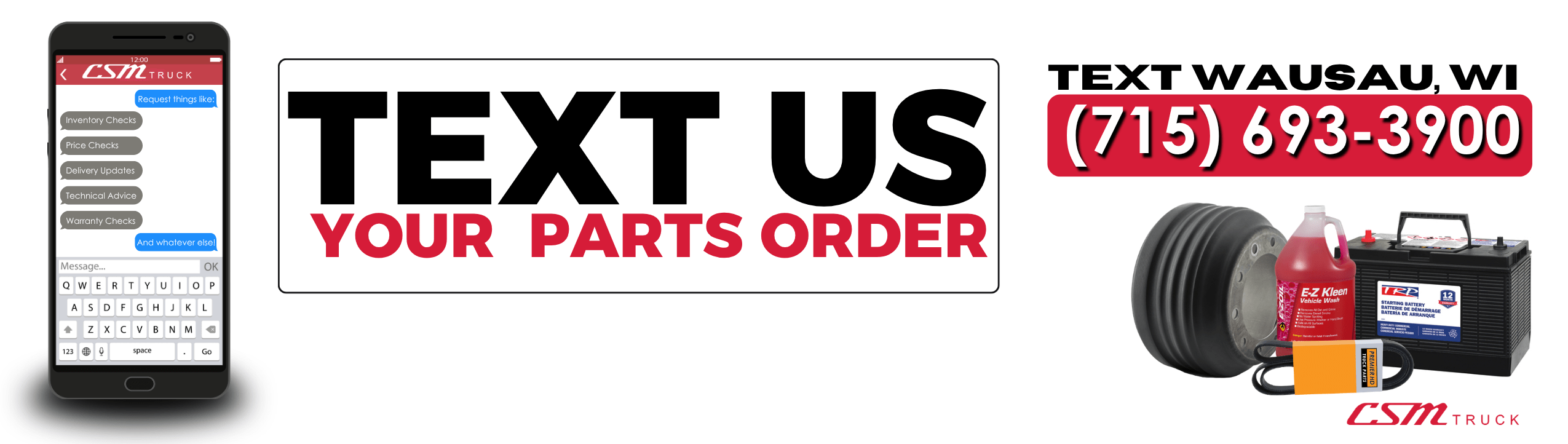 Text Wisconsin Kenworth your parts order