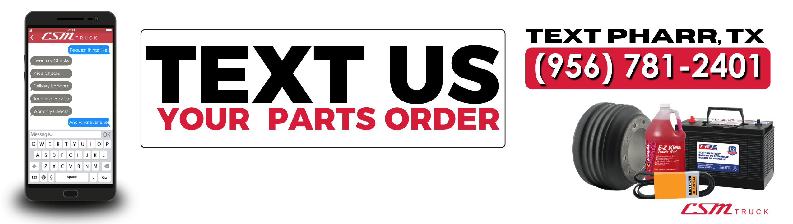 Text French Ellison Truck Center your parts order