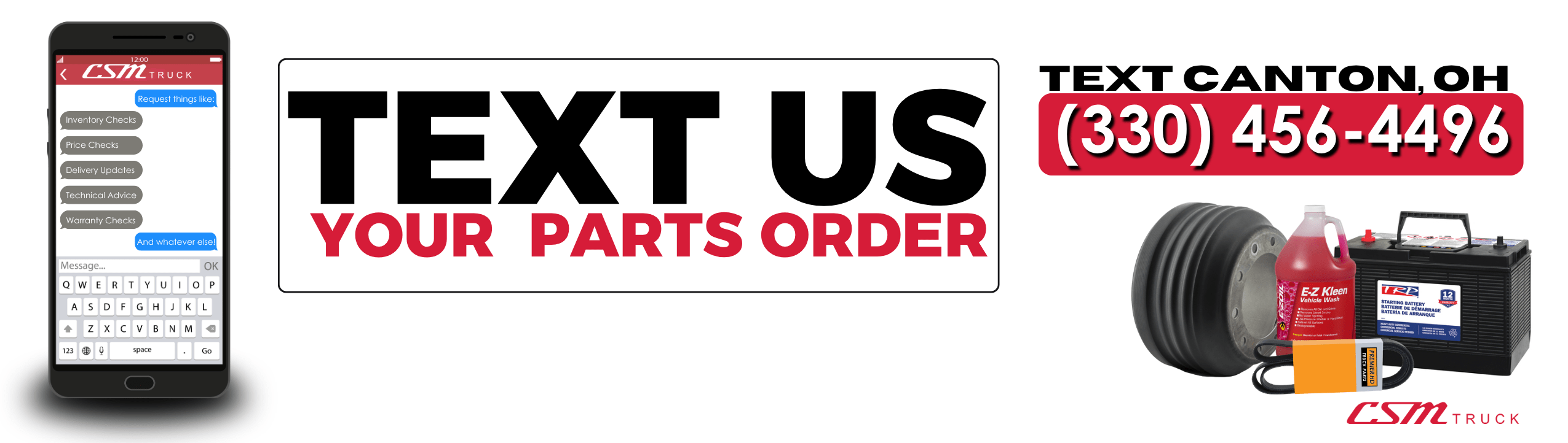Text CSM Kenworth your parts order