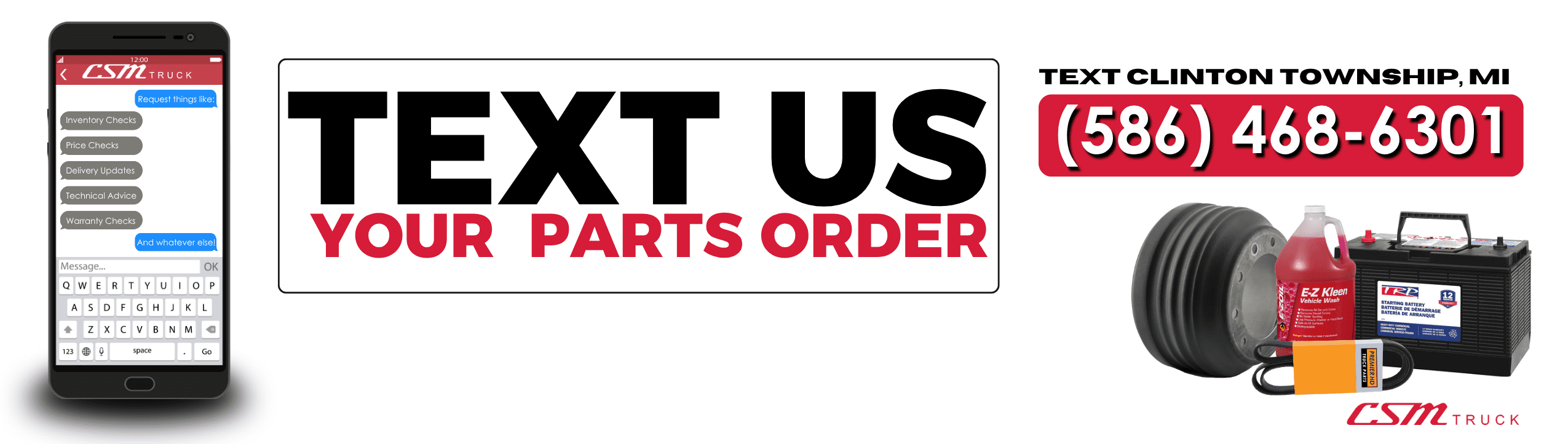 Text Michigan Kenworth your parts order