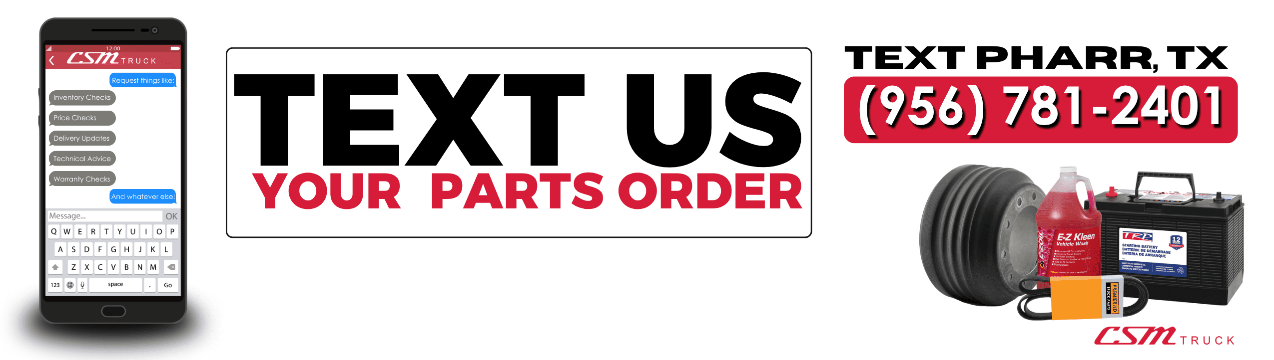Text French Ellison Truck Center your parts order