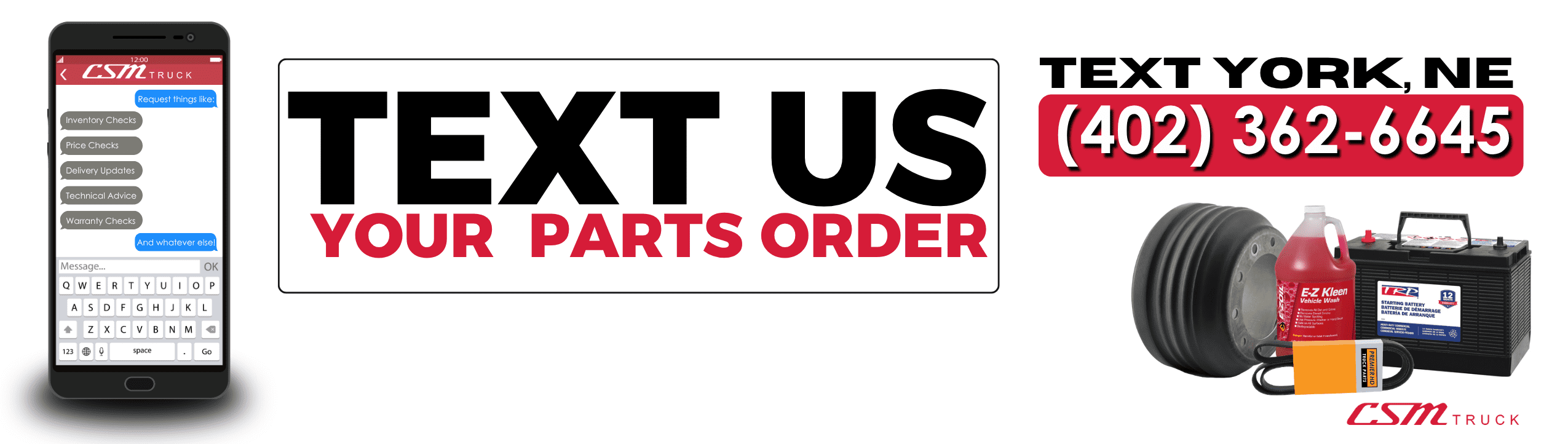 Text Sahling Kenworth your parts order