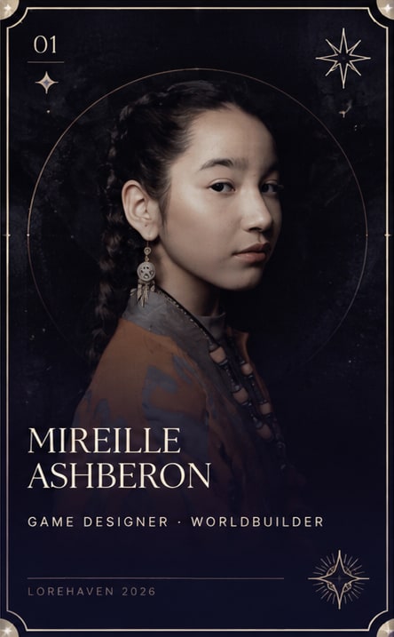 Mireille Ashberon, Game Designer and Worldbuilder