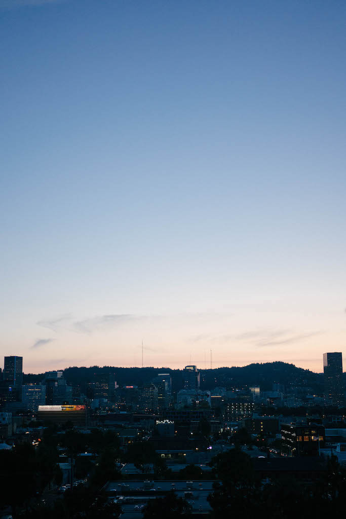 Portland skyline sunset