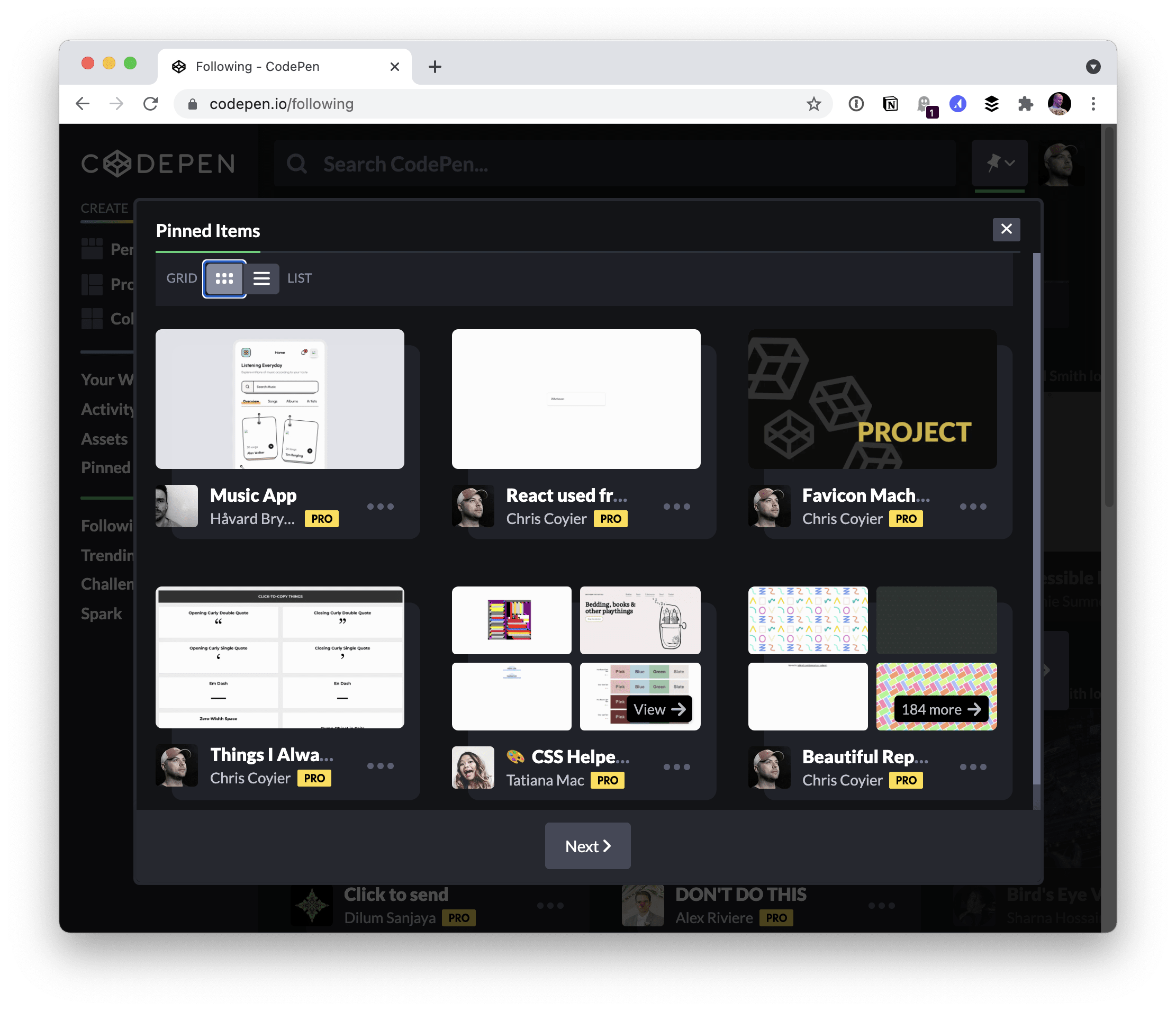 New Pinned Items UI - CodePen Blog