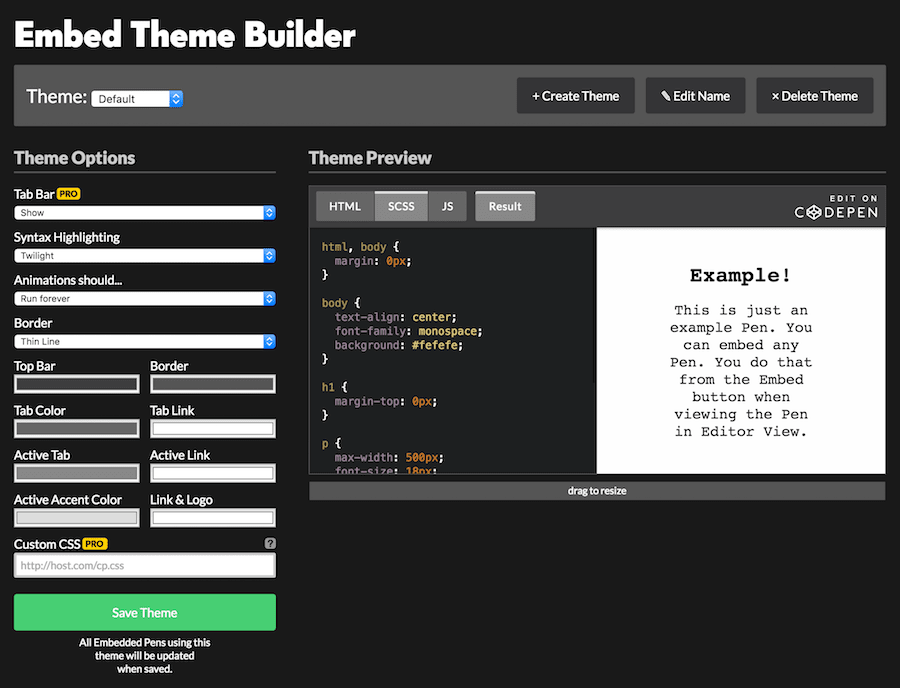 Unlimited Embed Themes - CodePen Blog