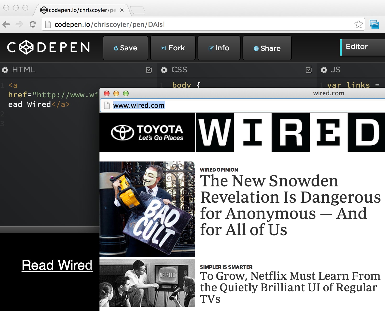 Opening Links in Pens - CodePen Blog