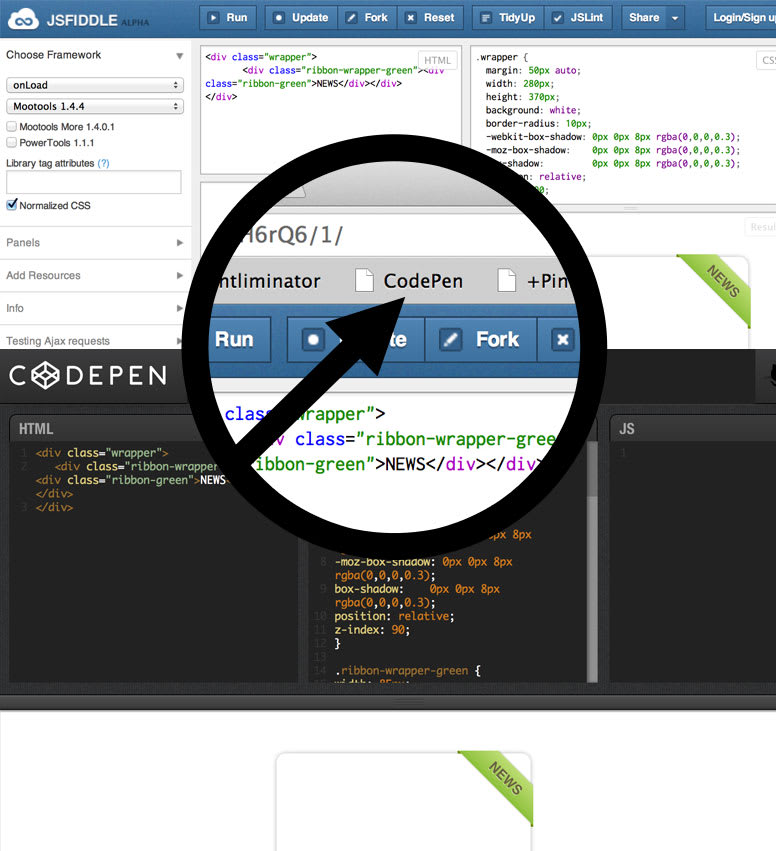 Bookmarklet Update OneClick Import from JSFiddle CodePen Blog