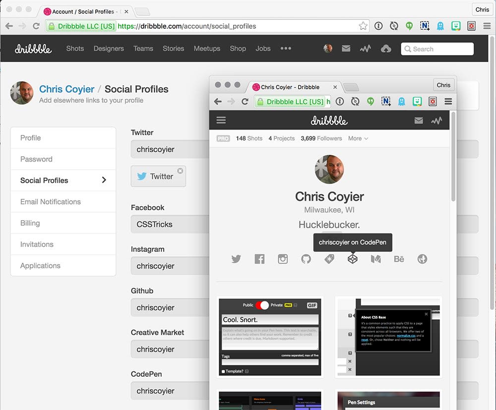 Add Your CodePen Profile Link to your Dribbble Profile - CodePen Blog