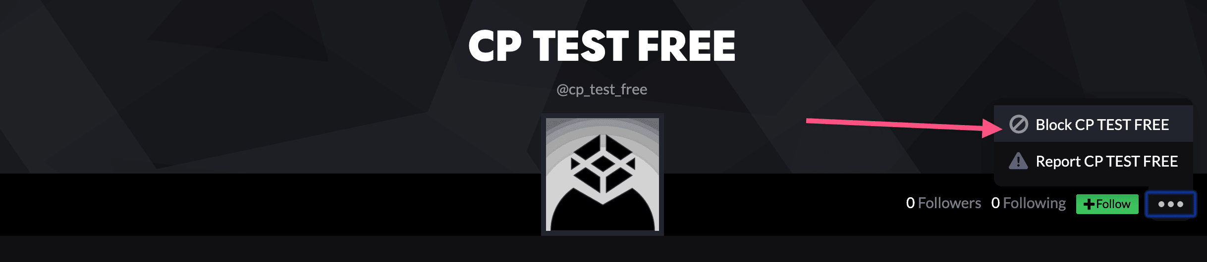 CodePen block user menu.
