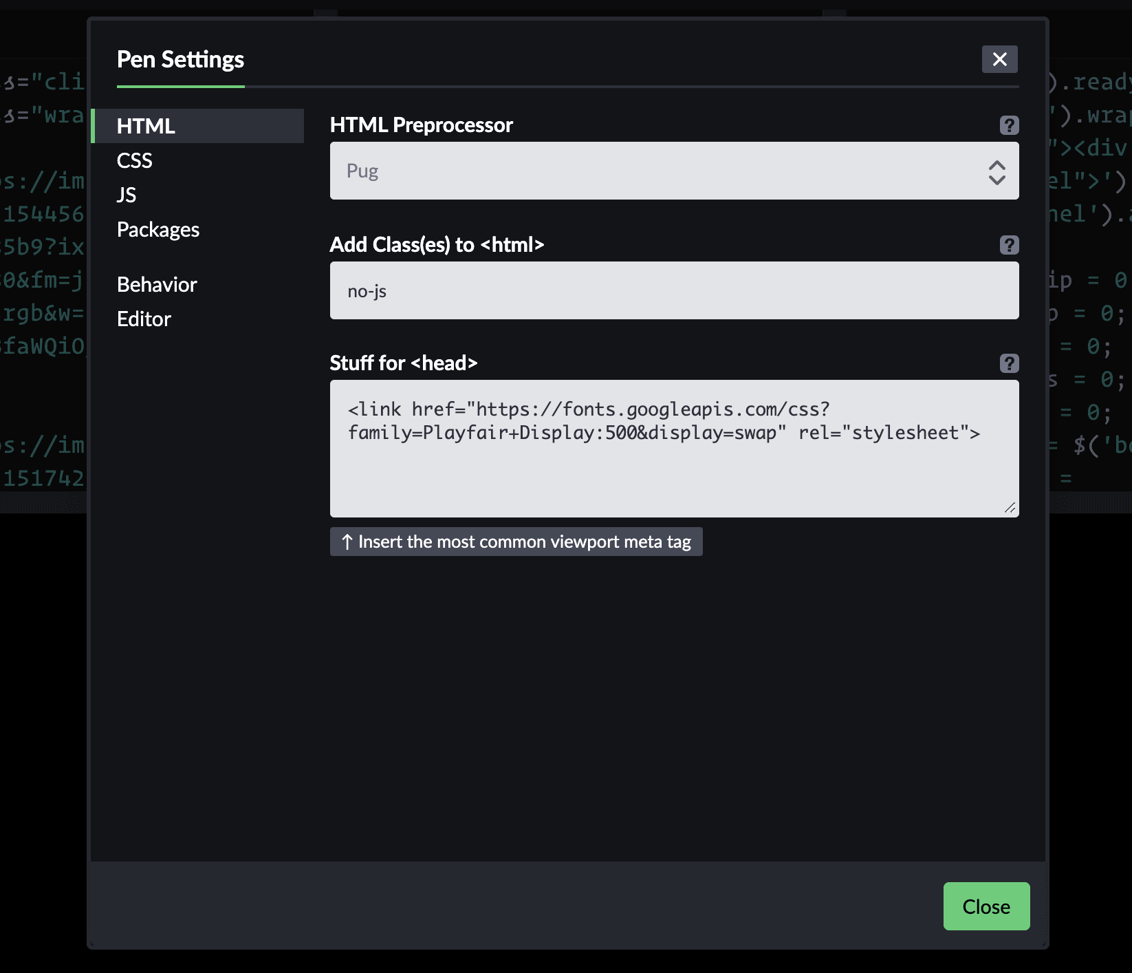 New Pen Settings Design - CodePen Blog