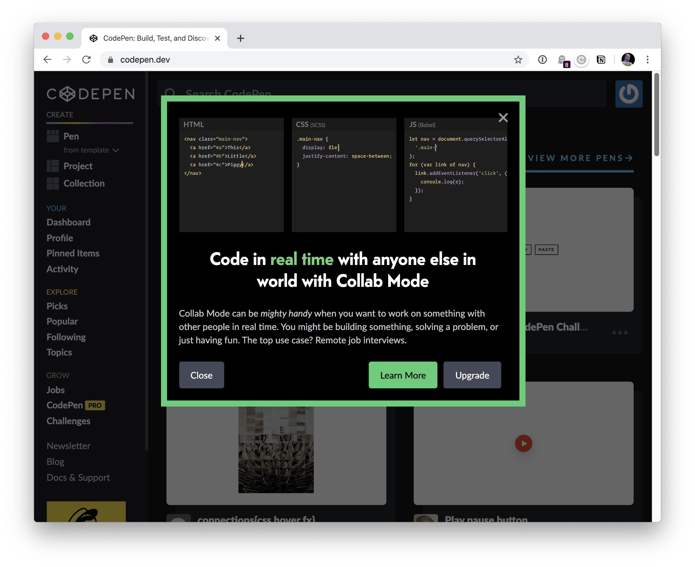 In-App Tips - CodePen Blog