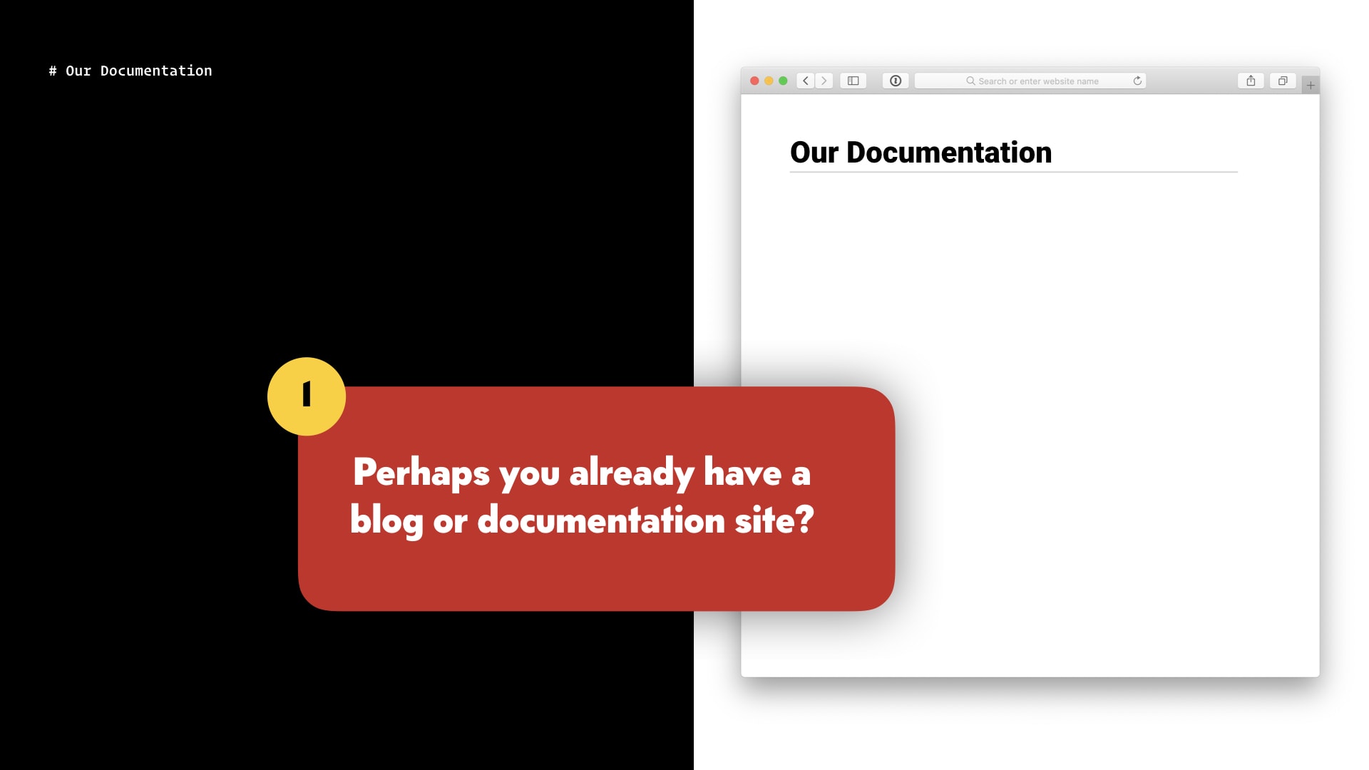 a side-by-side text editor and browser window.