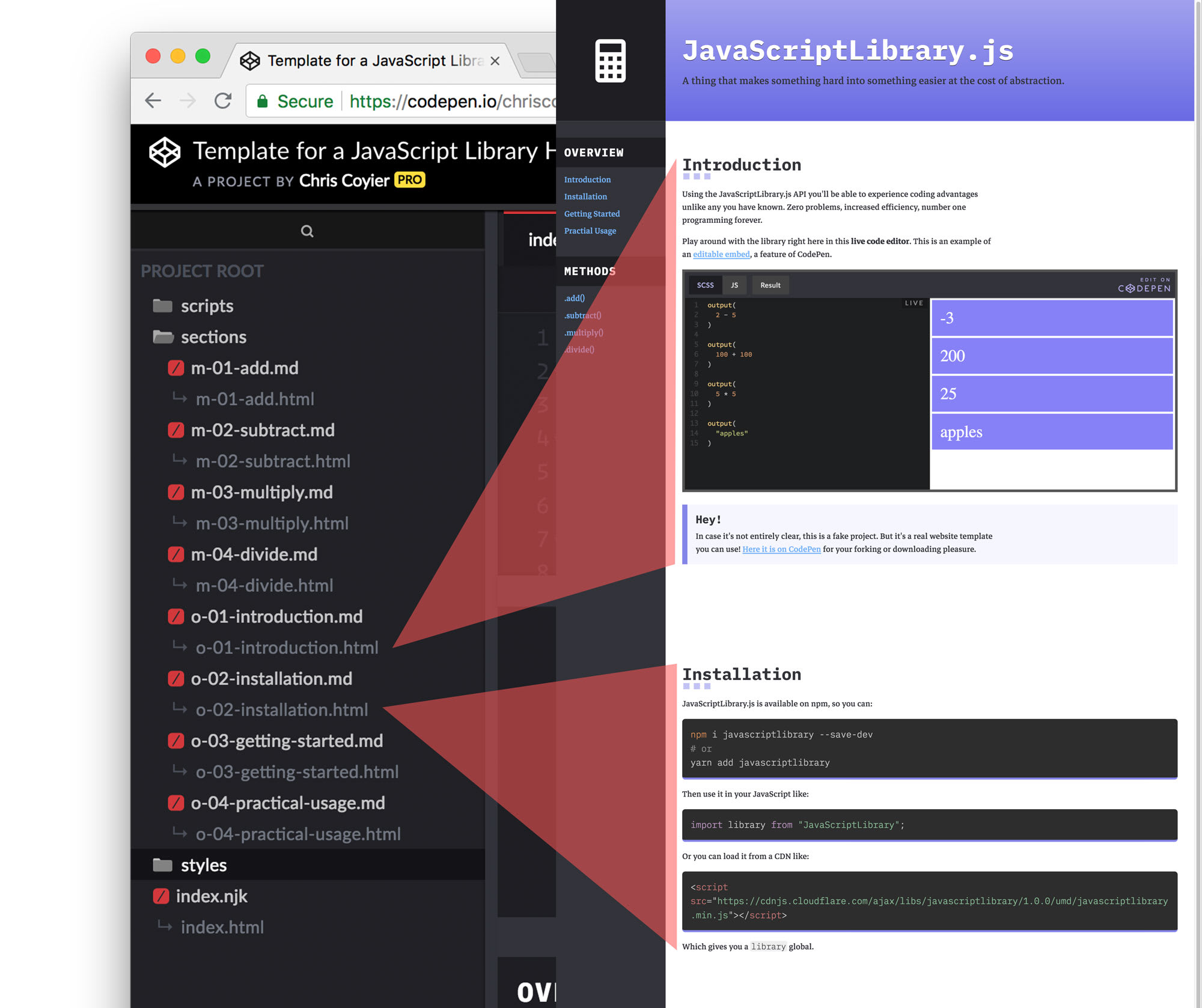 A Free Template for JavaScript Library Homepages - CodePen Blog