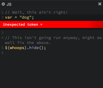 JavaScript Syntax Errors Now Shown in Editor - CodePen Blog