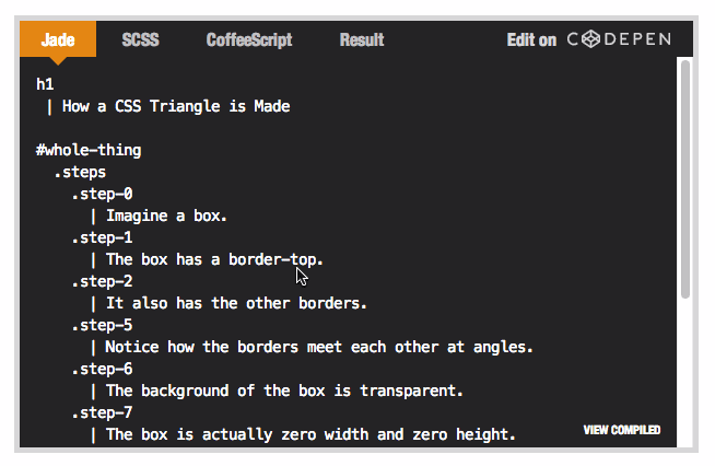 "View Compiled" in Embedded Pens - CodePen Blog