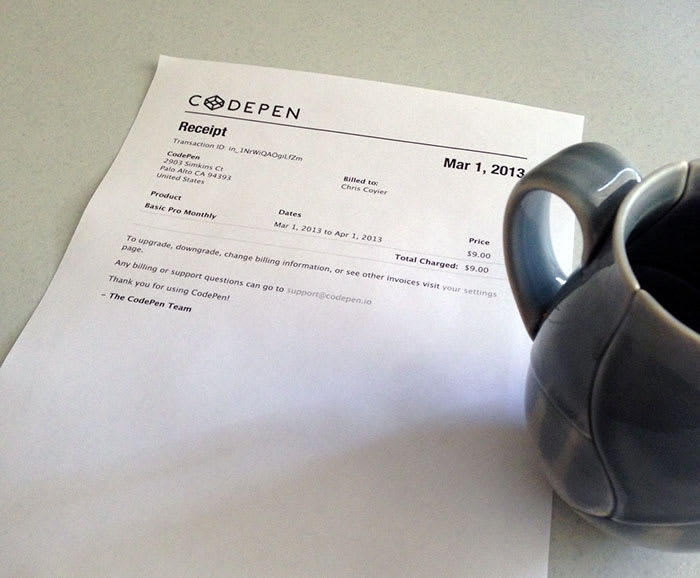 Proper Receipts - CodePen Blog