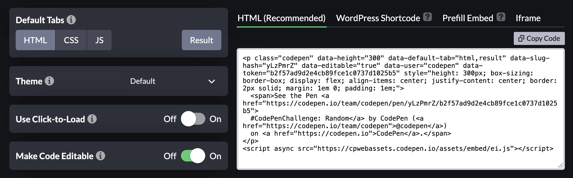 Editable Embeds - CodePen Blog