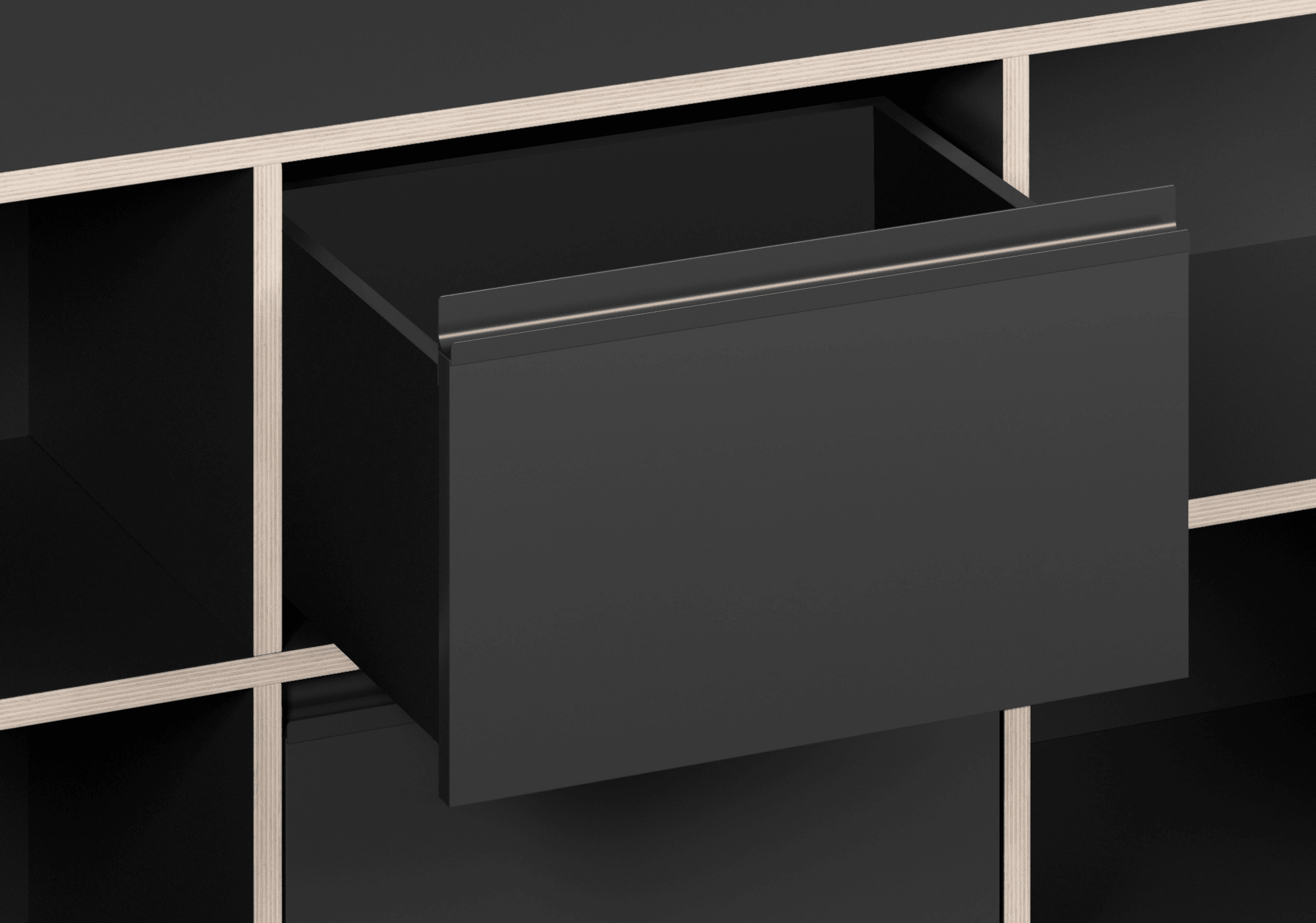 Bedside Table in Black with Drawers 8