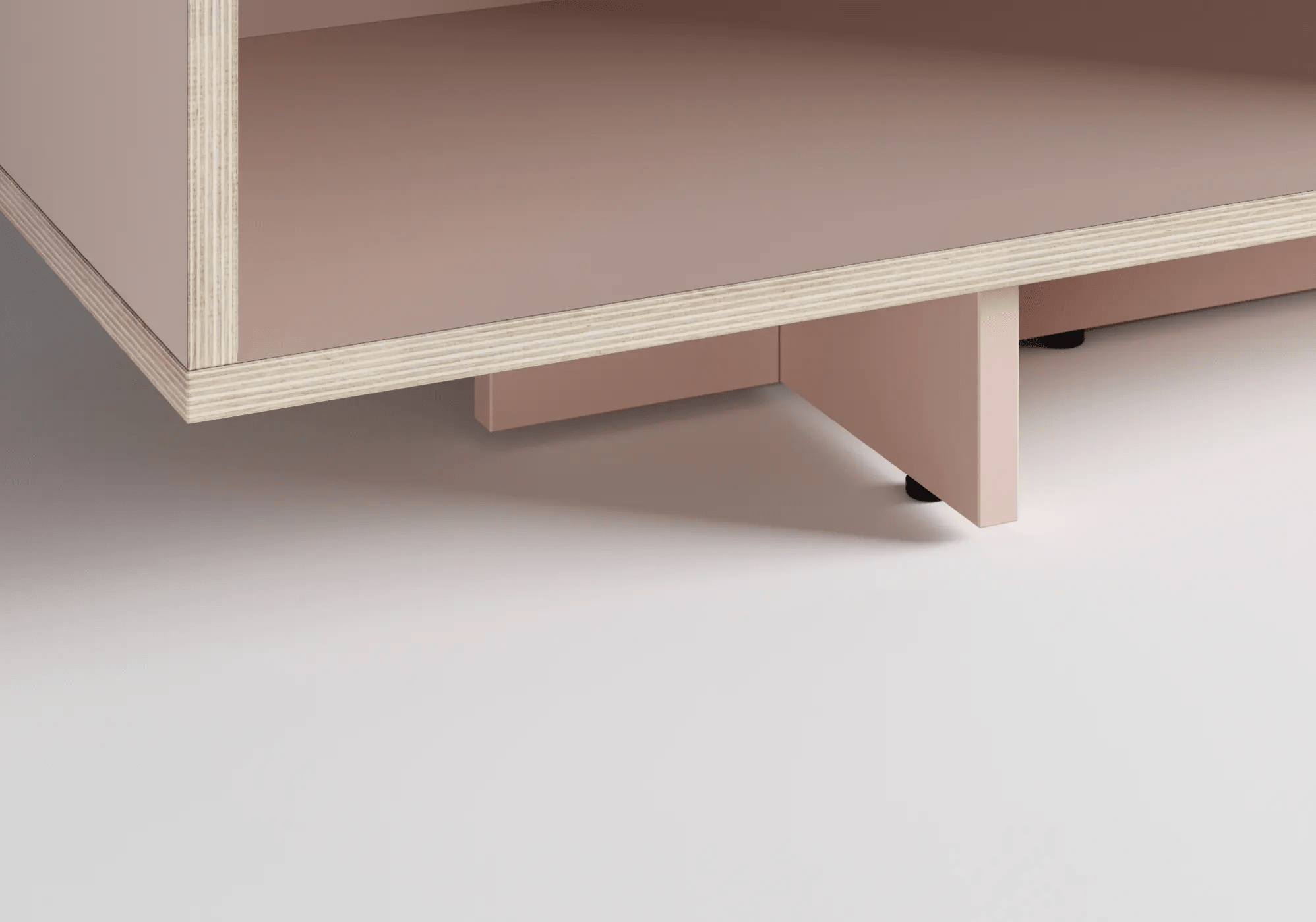 Gran Contrachapado en Rosa Empolvado Mesita de Noche con Puertas, Paneles Traseros y Organización de Cables madera contrachapada - 70x53x40cm 5